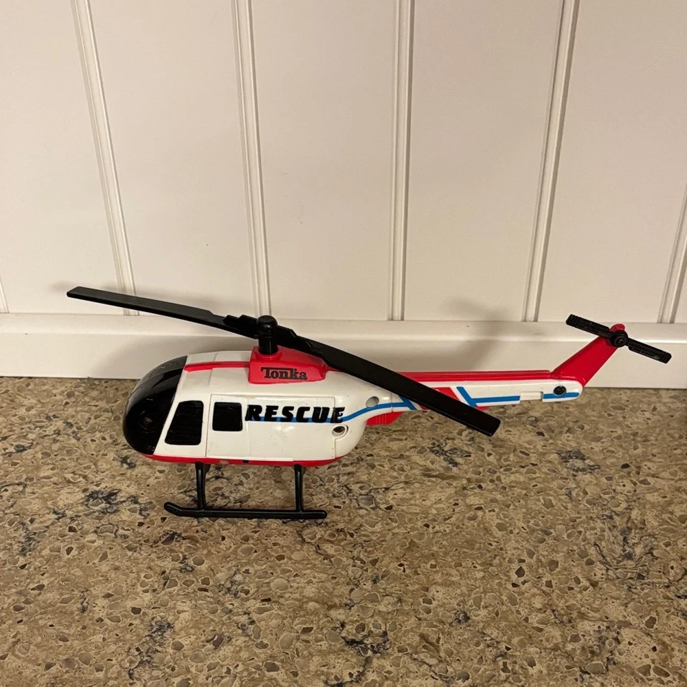 Vintage  Tonka Rescue Helicopter - Red, White, and Black